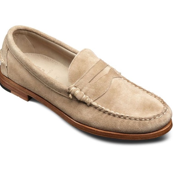 Allan Edmonds Men’s Sea Island Tan Suede Leather Loafers, 9.5 Loafers, Designer - Picture 1 of 8